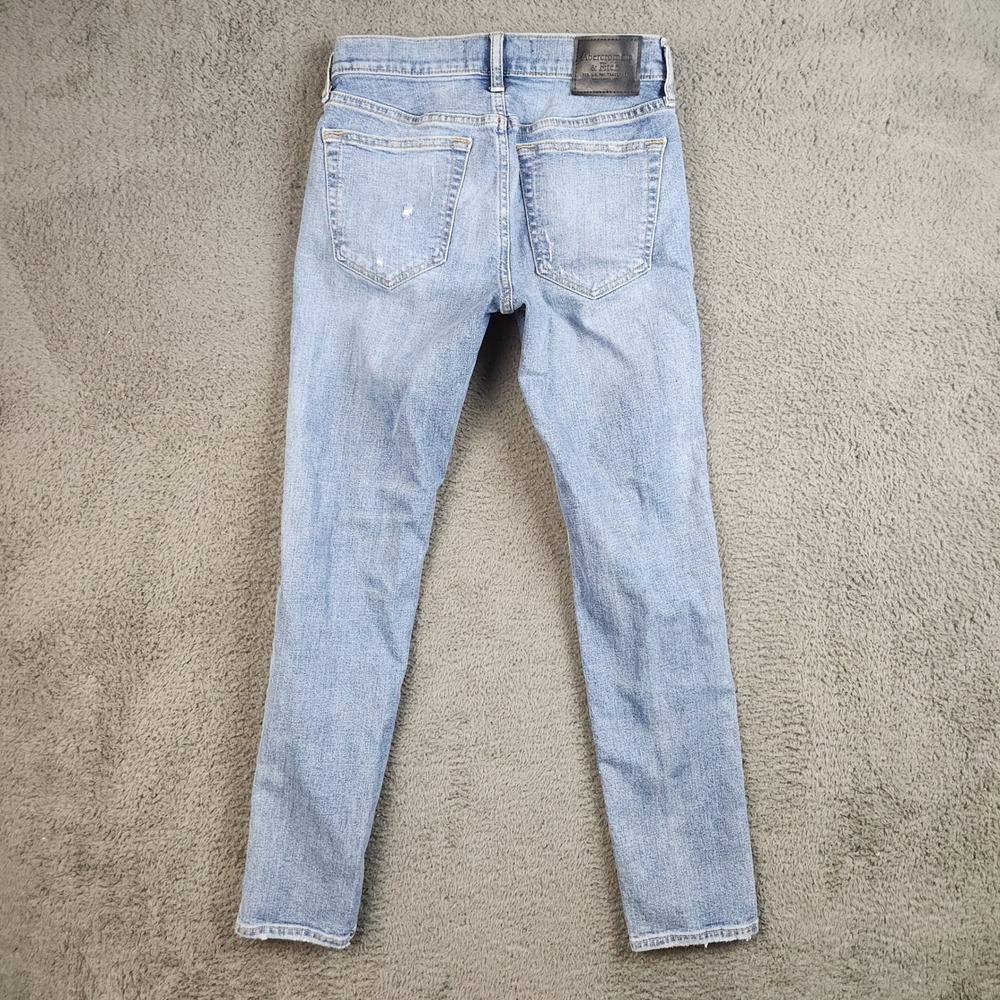 Abercrombie & Fitch Athletic Skinny Jeans Mens 28x30 Light Wash Mid Rise Stretch - Picture 2 of 11